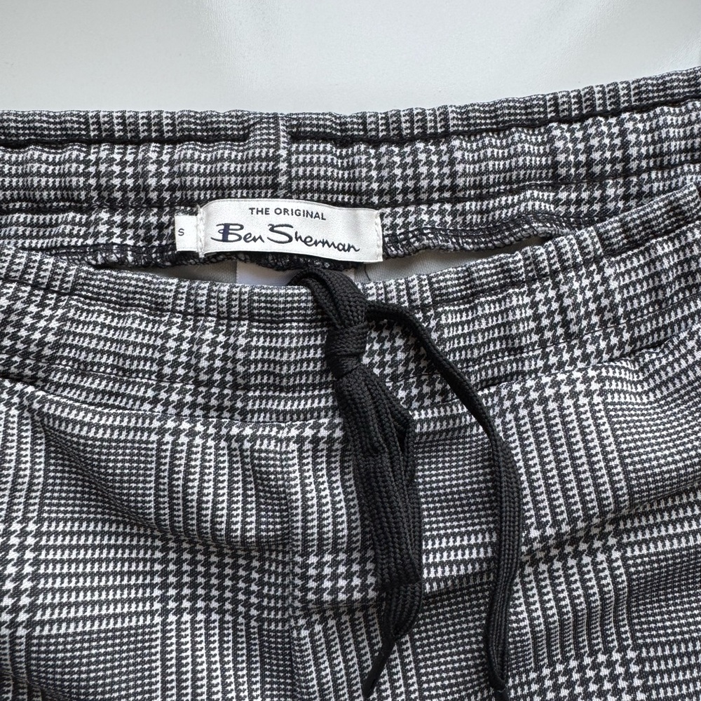 Ben Sherman Black & White Houndstooth Drawstring Pants Size Small - Picture 2 of 5